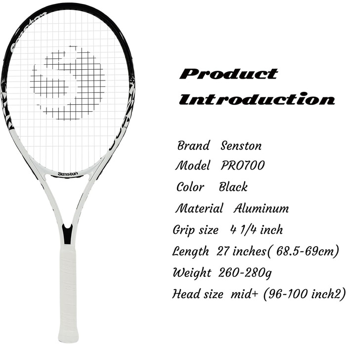 Senston S700 Tennis Racket - 27 Inch Professional Tennis Racquet with Case & Vibration Dampener