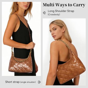 Сумка жіноча через плече крос-боді з PU шкіри, міні Hobo Bag ретро, коричнева - для побачень, вечірок, прогулянок