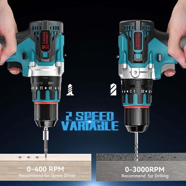 Акумуляторний шуруповерт 21V безщітковий 80 Нм – професійний шуруповерт з 2 акумуляторами 2000 мАг, 2 швидкості, 20+3 ступені крутного моменту, LED-підсвітка та аксесуари – для майстрів, майстерні та ремонту XL02-H