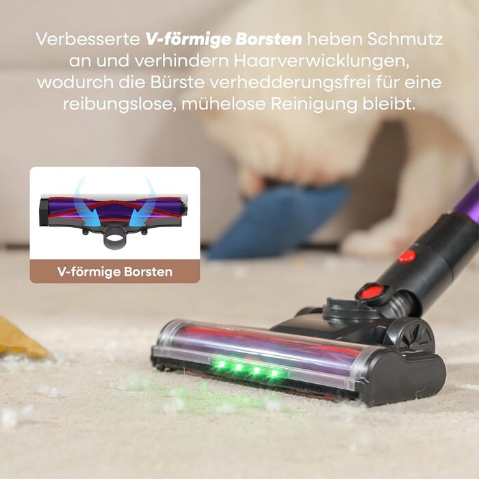 Бездротовий акумуляторний пилосос UNINELL HOME 48000Pa/550W з LED-дисплеєм та антизаплутана насадка. Підходить для килима, твердого покриття та шерсті тварин. Колір: фіолетовий