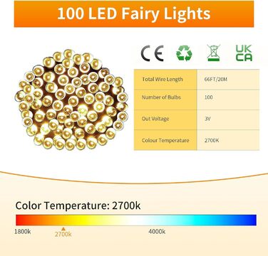 Гірлянда світлодіодна Gresonic 100/200/300/400 LED, струмова, для дому та вулиці, тепле світло