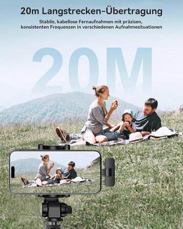 Бездротові петличні мікрофони 2 шт. для iPhone/iPad/Android, з шумозаглушенням, Plug-and-Play, для відео, подкастів, YouTube, TikTok, Vlog, чорний