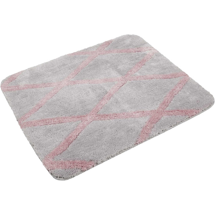 Homie Living Badteppich, Bath Mat, fluffy, soft pile, non-slip and washable, San Bosa (55 x 65 cm, Grey Pink) Grey Pink 55 x 65 cm