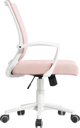 Офісне крісло Yaheetech ергономічне, з сітчастою спинкою, з підлокітниками, для офісу, комп'ютерне крісло, витримує до 136 кг, дихаюче, з функцією гойдання (Рожеве, фіксовані підлокітники)