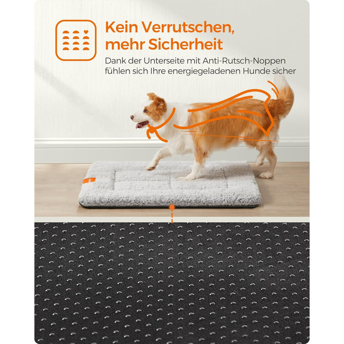 Підстилка для собак та котів Feandrea, 60 x 45 см, сіра, машинне прання, антиковзаюча