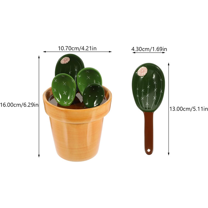 1 Cactus Spoon Measuring Spoons Flour Milk Coffee Salt Kitchen Measuring Cactus Figure Measuring Food-Grade Measuring Spoons Measuring Cup And Tl Ceramic Kitchen Utensils Coffee Beans