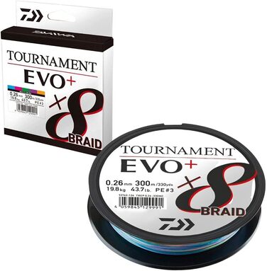 Плетений шнур Daiwa Tournament X8 EVO+ 0.26 мм 300 м, мультиколір