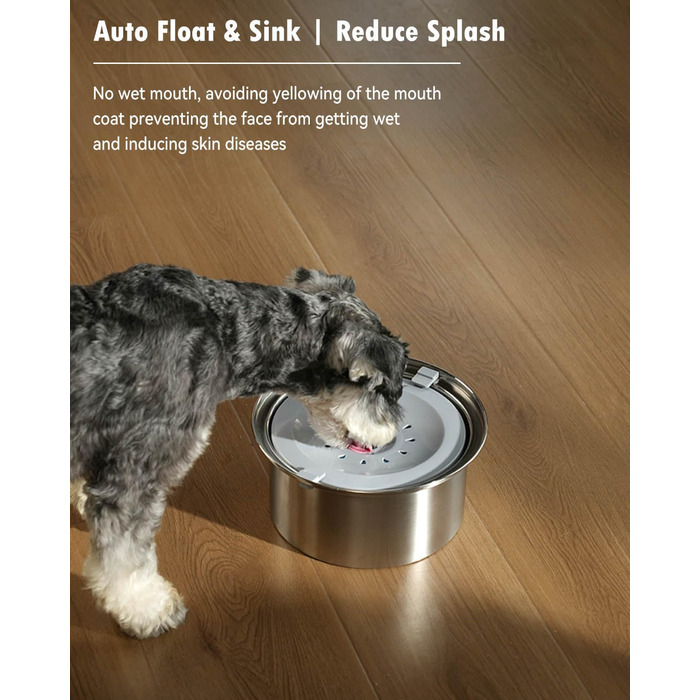 Нержавійна миска для собак з захистом від протікання, 2L Преміум миска для води для собак та котів, миска для пиття без обливання, великий об'єм 2L (3L об'єм)