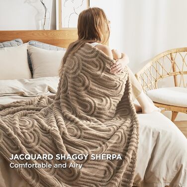 BEDSURE Плед з м'якого флісу та вовни, плед на диван, плед у шаховому стилі, теплий плед у коричневому кольорі (150 x 200 см)
