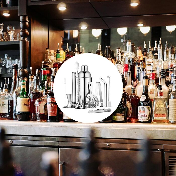 Набір бармена з нержавіючої сталі 14 предметів, 750 мл - професійний, для приготування коктейлів, барний інструмент, подарунок