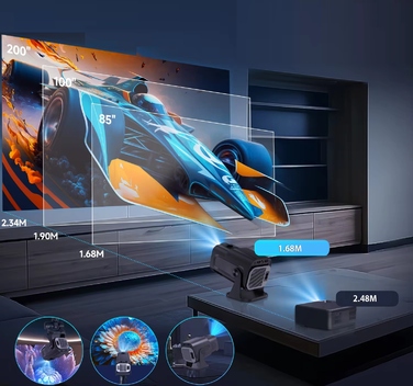 LED-проектор Heelly, 1280x720, Wi-Fi, чорний, з підтримкою USB