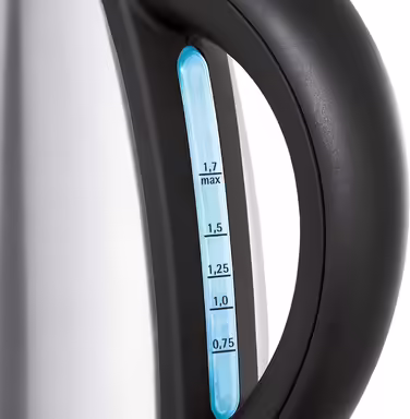 WMF Good Water Kettle Stainless Steel 1.7L, Electric Kettle with Scale Filter, 2400 W, Illuminated Water Level Indicator, Brushed Stainless Steel