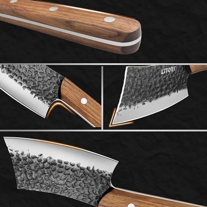 Ніж Kitory Mini Hackmesser 10см: багатофункціональний ніж для стейку, китайський кухонний ніж, маленький кухонний ніж з довгим руків'ям, 2024 подарунок (Hs14de)