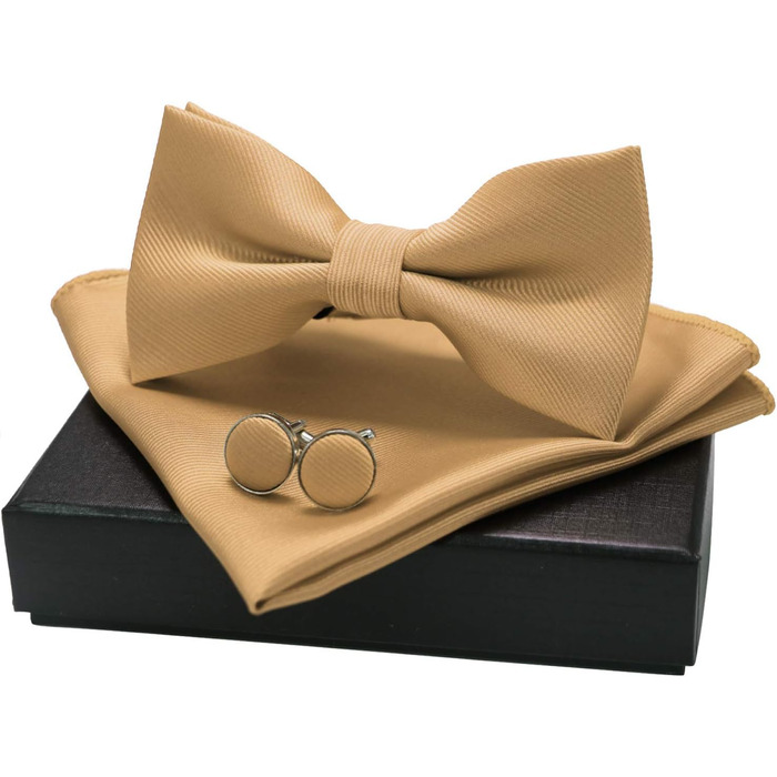 Набір краватка-метелик, нагрудна хустинка та запонки JEMYGINS (золотий)