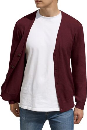 Чоловічий кардиган Hisir з V-подібним вирізом, легкий, елегантний, зимовий, класичний, з ґудзиками (бордовий, M)