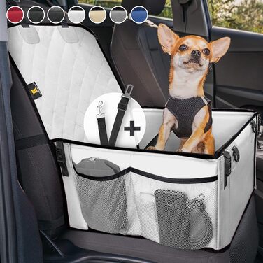 Extra Stable Dog Car Seat - Reinforced Walls & 5 Straps - Waterproof Dog Car Seat for Rear & Front Seat (Standard Size)