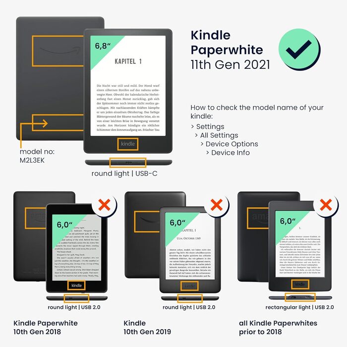 Чохол kwmobile для Amazon Kindle Paperwhite 11-го покоління (2021) - з штучної шкіри, захисний чохол для електронного читача, колір лавандовий
