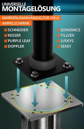 4smile Ground Sleeve Parasol - Ground Anchor Gazebo Parasol with Base Plate for Embedding, Timeless Quality - Universal Parasol Stand Gazebo Parasol, Load Capacity up to 500 kg