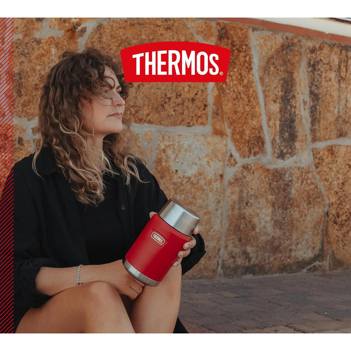 Термос ICON Food Jar 0,71 л, темно-сірий/графіт матовий, контейнер для їжі з подвійних стінок з нержавіючої сталі 18/8, зберігає тепло та холод, з відкидним ложкою, неслизьке дно, абсолютно герметичний