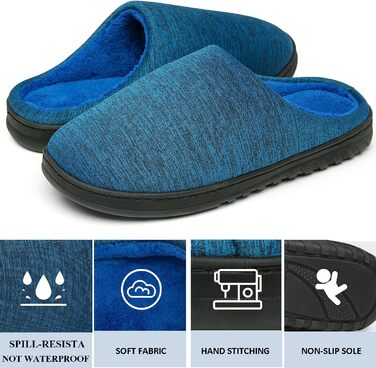 Тапочки зимові для дому жіночі/чоловічі ChayChax, тепла піна пам'яті, бавовна, блакитні (42/43 EU)
