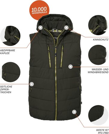 Жилет Killtec Kow 10 Mn Qltd Vst Steppweste/Weste в стилі пуховика з відстібаною капюшоном (XL, темно-оливковий)