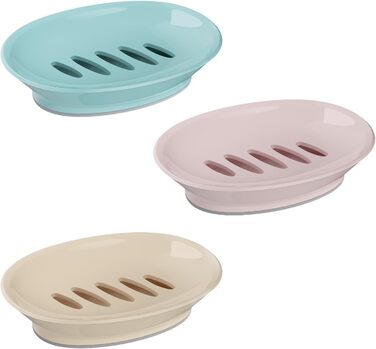 Набір з 3 мисок для мила з піддоном, мильниця, легке очищення, запобігає розмоканню мила для душу, ванної кімнати, кухні, білий, синій, зелений
