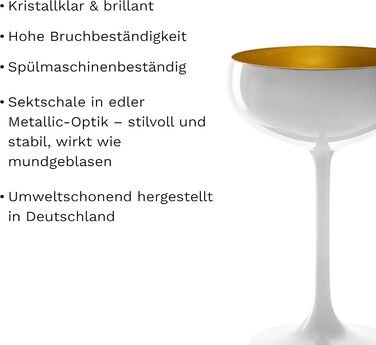 Набір келихів для шампанського Stölzle Lausitz Elements, 6 шт., 230 мл, чорний/бронзовий – елегантні келихи з кришталевого скла без свинцю, придатні для миття в посудомийній машині та ударостійкі