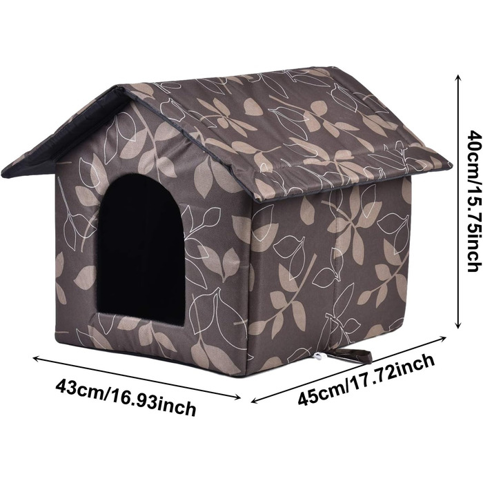 Зручний вологостійкий будиночок для котів та собак на вулицю, зимовий, з м'яким знімним килимком (L)