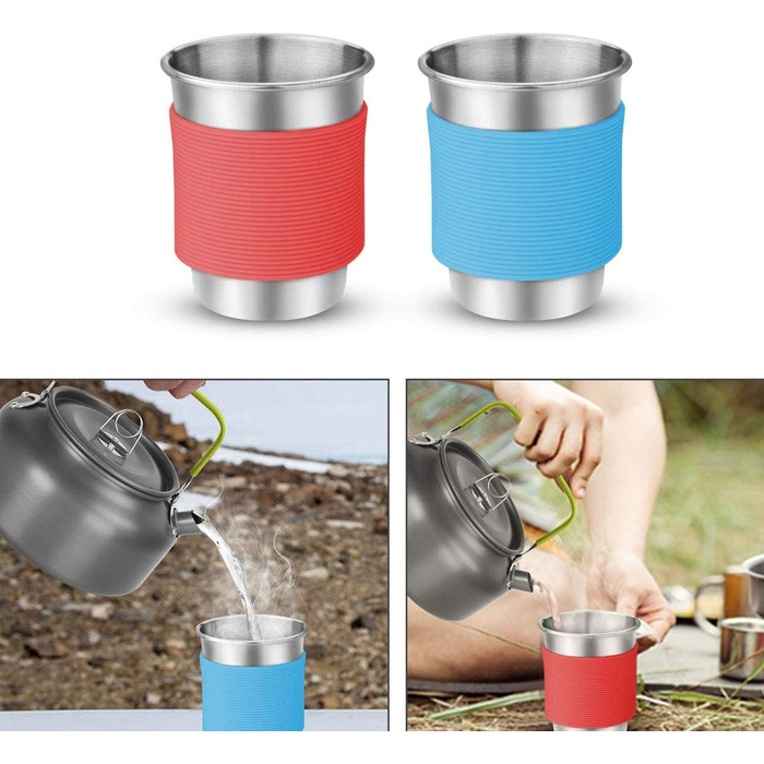 Набір посуду для кемпінгу: туристичний посуд, набір каструль та сковорідок з алюмінію на 2-3 особи для кемпінгу, пікніків та походів