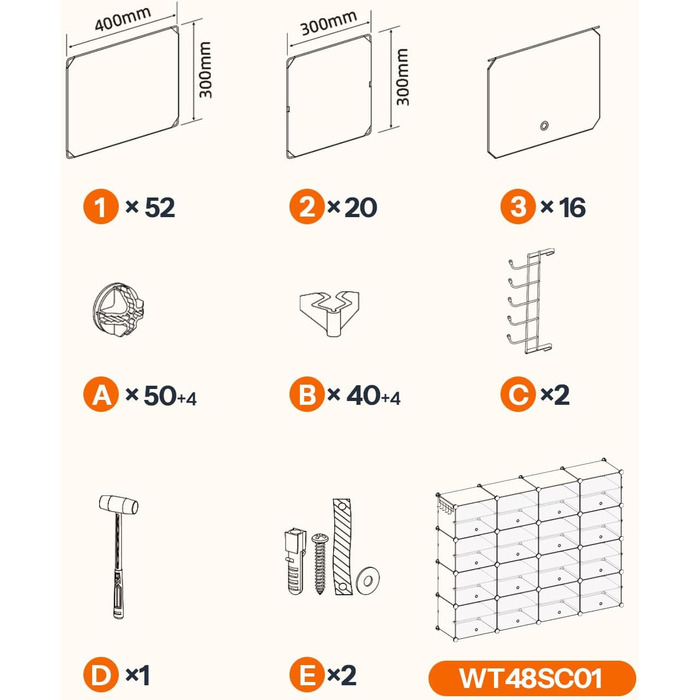 HOOBRO 8-Tier Shoe Rack, Shoe Cabinet, for 32 pairs of shoes, 40 x 30 x 30 cm per compartment, narrow, with doors, plastic, for living room, bedroom, hallway, entrance, White EWT28SC01G1 (16 compartments, 160 x 30 x 120 cm), White)