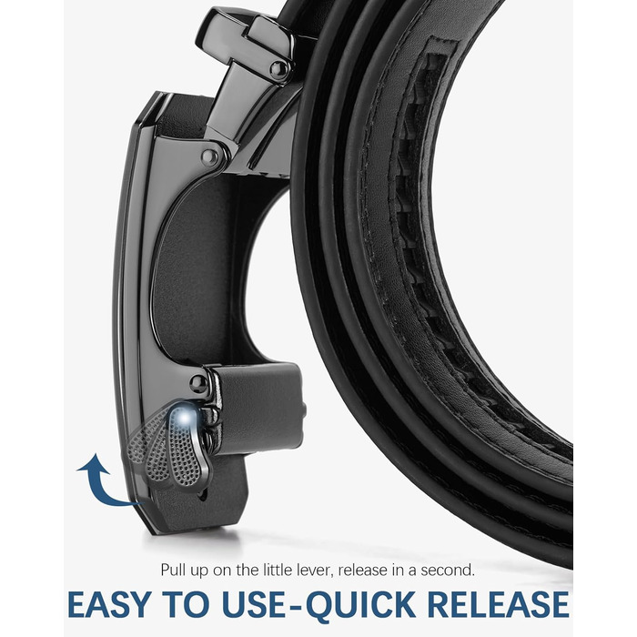 Чоловічий шкіряний ремінь BOSTANTEN з автоматичною застібкою-разом, 35 мм, регульована довжина 115 см (32'-38'), чорний