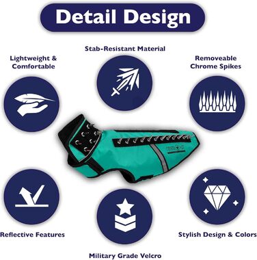 Жилет CoyoteVest SpikeVest для собак, захист від койотів та хижаків, жилет для маленьких собак, світловідбиваючий, США (M, Королівський блакитний)