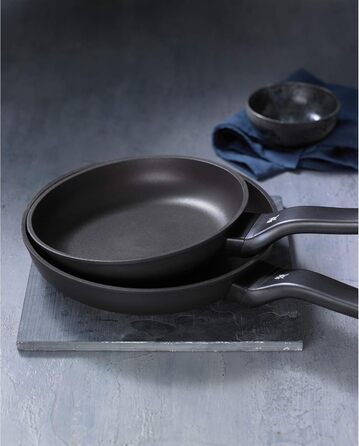 WMF PermaDur Excellent Induction Pan Set, 2-Piece, Frying Pans 28 + 24 cm, Coated Aluminum, Heat-Resistant Plastic Handle