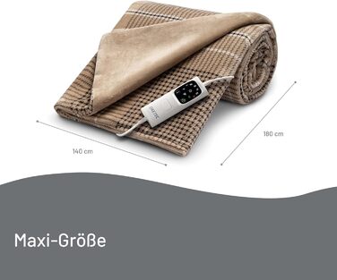 Електрична ковдра Imetec Adapto Tartan Festival, 160x120 см, з м'якої тканини, 6 температур, швидко нагрівається, безпечна, для дому, Velvet