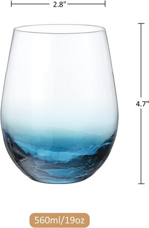 Елегантні кришталеві келихи Joeyan з ефектом синього льоду, набір 2 шт, 630 мл. Великі сині келихи з ефектом тріщин для червоного вина зі ніжкою, виготовлені вручну, кольорові, естетичні келихи для білого вина, подарунок для поціновувачів вина.