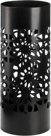 Metal Umbrella Stand with Water Tray - Round Entryway Organizer for Umbrellas, Walking Sticks & Canes