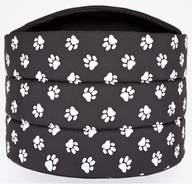 Будка для собак, лежанка для собак, хатинка для собак S-XL, світло-коричнева з принтом (лапки), чорна з принтом (лапки)