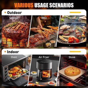 Бездротовий термометр для м'яса з Bluetooth, для гриля, духовки, мангалу, ротисерії, Airfryer, IP67 водонепроникний