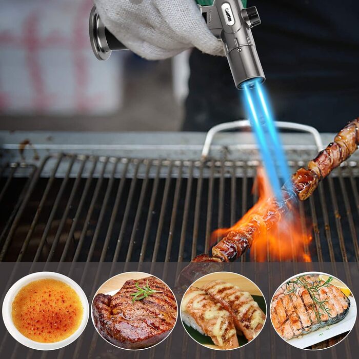 Газовий пальник Flambierbrenner з подвійним полум'ям для приготування десертів, гриля та карамелізації. Ідеально для дому, кухні та барбекю