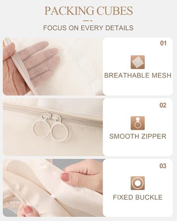 Органайзери для валіз, дорожні аксесуари, водонепроникні мішки для пакування, 10 шт., Бежевий