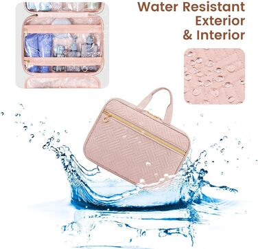 Сумка для косметики жіноча LOVEVOOK водонепроникна, з гачками, рожева, велика