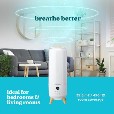 Ультразвуковий зволожувач повітря HoMedics TotalComfort Deluxe - для дому, офісу, дитячої кімнати (39,5 м², 70 год, дифузор для ефірних олій)