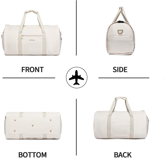 Portable Garment Bag, Men's Travel Garment Bag, Large Leather Travel Bag with Shoe Compartment