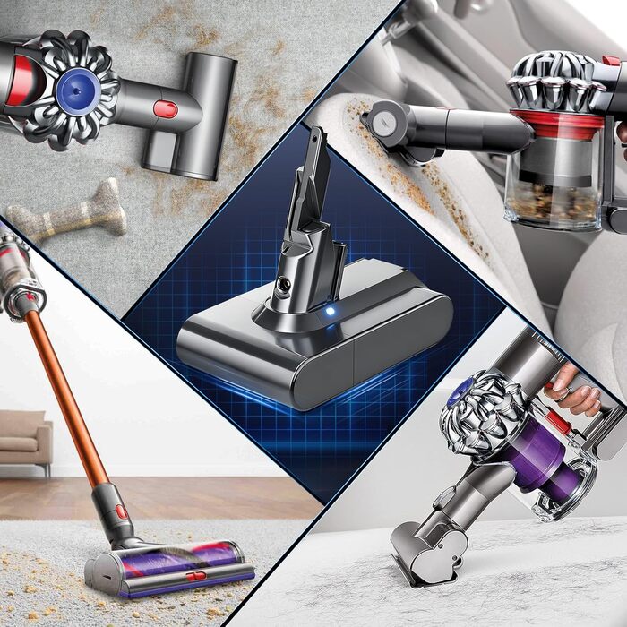 Запасний акумулятор 6000mAh для пилососів Dyson V7, AKKU (сумісний з SV12 Animal, Absolute, Motörhead, Fluffy, Total Clean)
