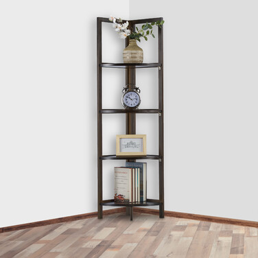 Relaxdays Bamboo Corner Shelf with 4 Shelves