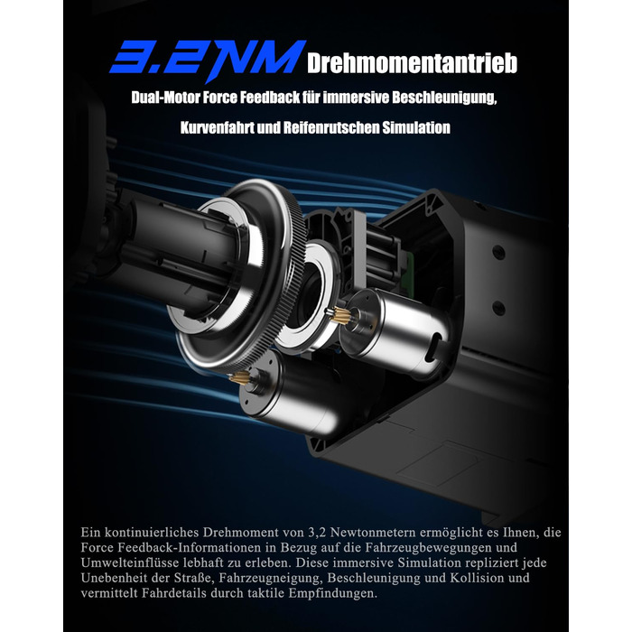 PXN V99 ігровий кермо з педалями та перемикачем передач – 3.2 Nm Force Feedback, 270°/900°, 11.8 дюймів, 4 лопаті перемикання передач, додаток Tools – кермо для PC, Xbox та PS4