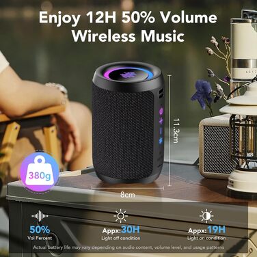Bluetooth колонка 15W, портативна, водонепроникна IPX7, з TWS стерео, 12 год автономії, чорна – для спорту, вечірок, подорожей