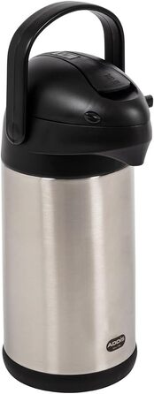 Emsa 637301600 President Insulated Pump Carafe | Capacity: 3 Liters | 12 hours hot | Detachable pump head | Integrated carrying handle | Stainless steel/Black