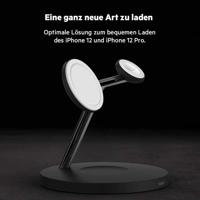 Belkin BoostCharge PRO 3-в-1 Бездротове зарядне пристрої MagSafe для iPhone 13, Apple Watch та AirPods (чорний)