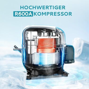 Міні-холодильник EUHOMY для напоїв на 55 банок, чорний, 36L, з дверцятами з прозорого скла, LED-підсвітка, тихий (43dB), для офісу, кімнати, бару